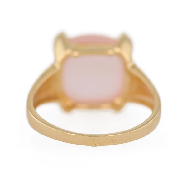 Bague quartz rose cabochon en or jaune 18 carats