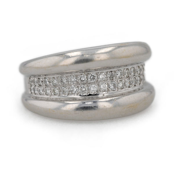 Bague jonc deux lignes de diamants en or blanc 18 carats