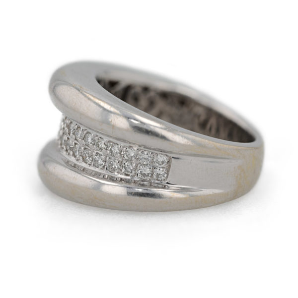 Bague jonc deux lignes de diamants en or blanc 18 carats