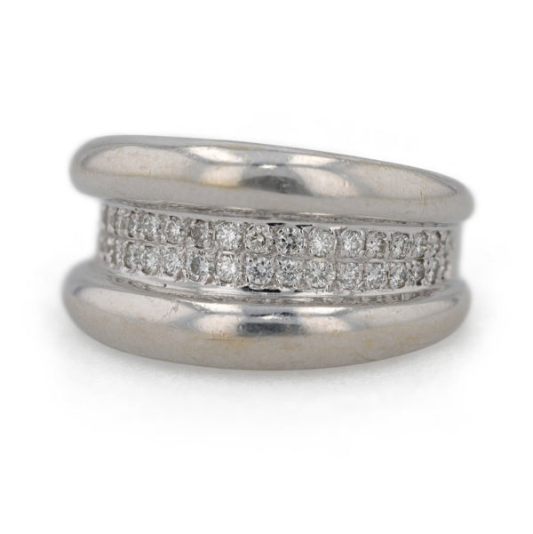 Bague jonc deux lignes de diamants en or blanc 18 carats