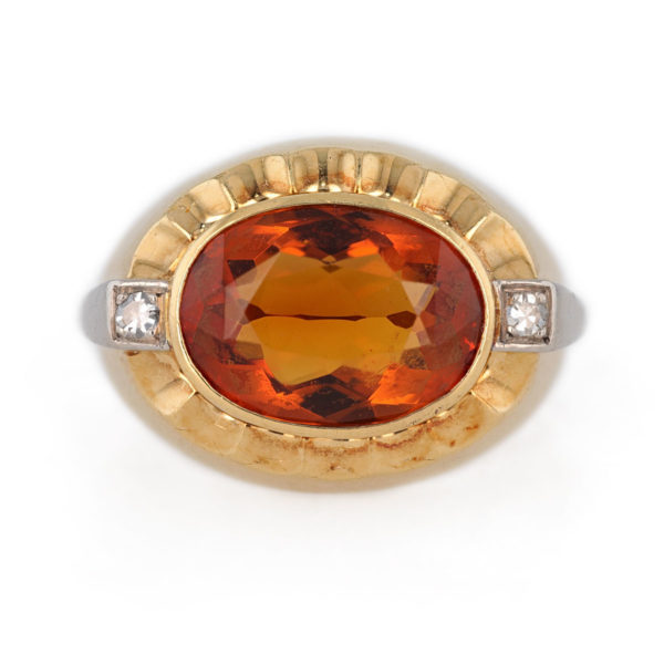 Bague ancienne citrine madère en or jaune 18 carats