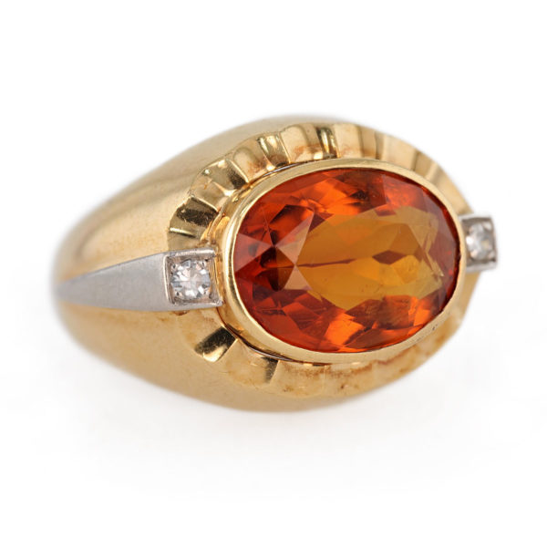 Bague ancienne citrine madère en or jaune 18 carats