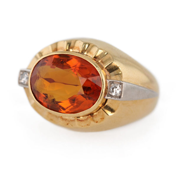 Bague ancienne citrine madère en or jaune 18 carats