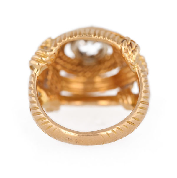 Bague diamant monture cordage en or jaune 18 carats