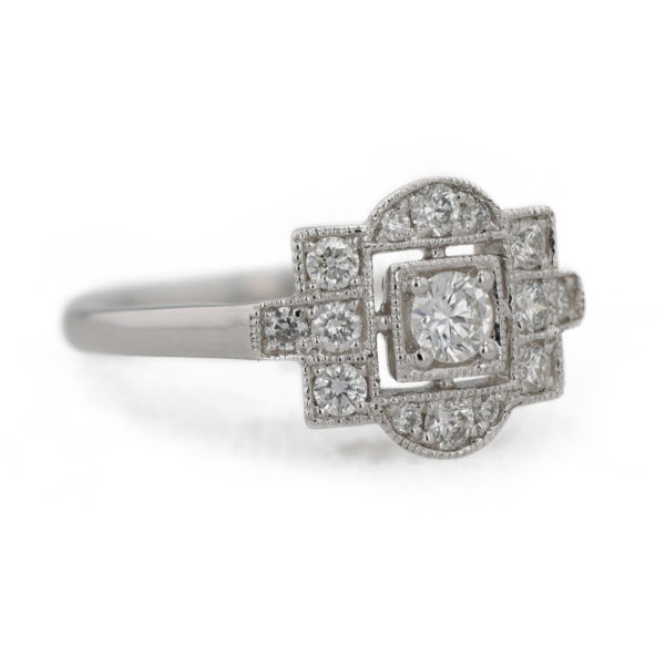 Bague diamants style Art Déco en or blanc 18 carats