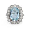 Bague Aigue-marine sertie feston en platine