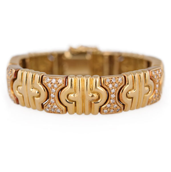 Bracelet ancien rigide diamants en or jaune 18 carats