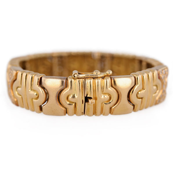 Bracelet ancien rigide diamants en or jaune 18 carats