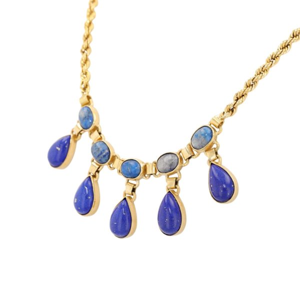 Collier multi gouttes Lapis-lazuli en or jaune 18 carats