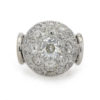 Bague Art Déco boule diamants taille ancienne en or blanc et platine