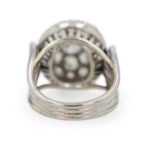 Bague Art Déco boule diamants taille ancienne en or blanc et platine Bague Art Déco boule diamants taille ancienne en or blanc et platine