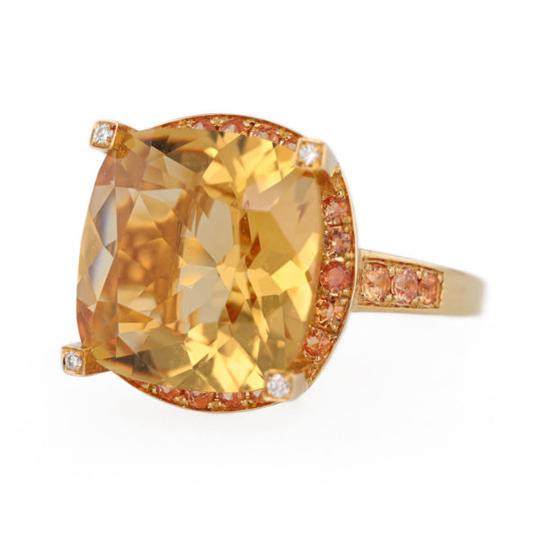 Bague MAUBOUSSIN couleur d’amour citrine, saphirs et diamants en or jaune 18 carats