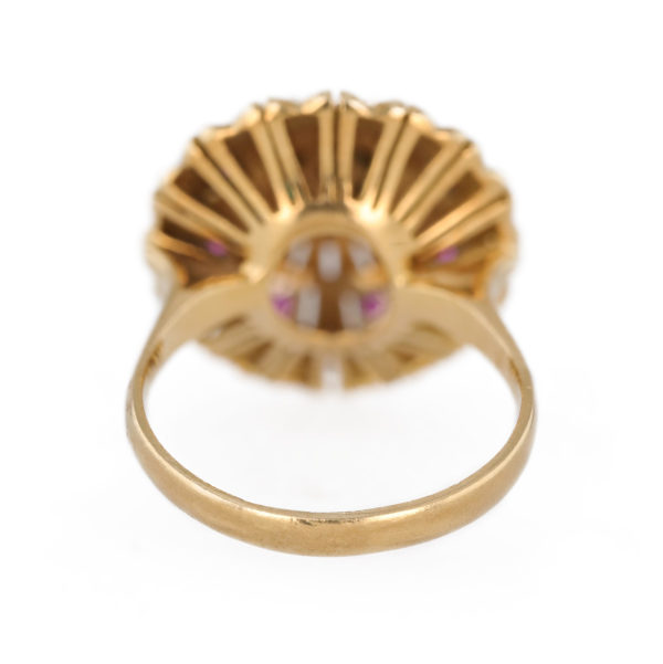 Bague turquoise rubis et diamants en or jaune 18 carats Bague turquoise rubis et diamants en or jaune 18 carats