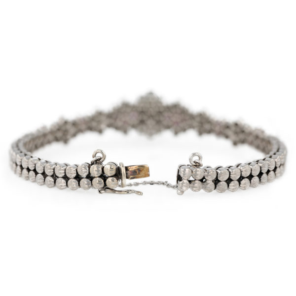 Bracelet diamants et spinelles en or blanc 18 carats Bracelet diamants et spinelles en or blanc 18 carats