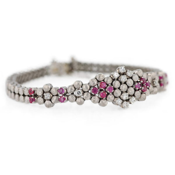 Bracelet diamants et spinelles en or blanc 18 carats Bracelet diamants et spinelles en or blanc 18 carats