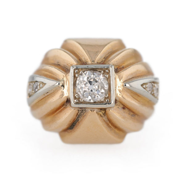 Bague Art déco diamant en or jaune 18 carats