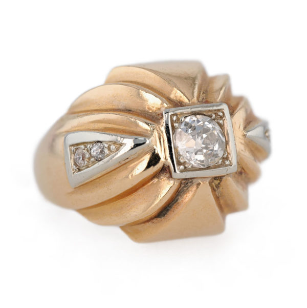 Bague Art déco diamant en or jaune 18 carats Bague Art déco diamant en or jaune 18 carats
