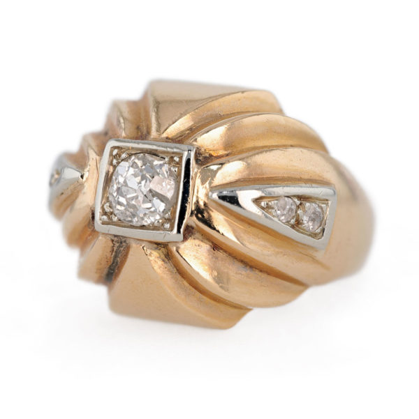 Bague Art déco diamant en or jaune 18 carats