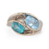 Bague vintage Garel topaze et aigue-marine en or blanc 18 carats.