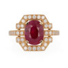 Bague rubis birman et diamants style Art déco en or jaune 18 carats